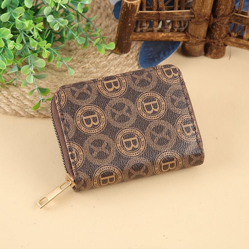 Women Simple PU Old Pattern Multi-Card Slot Mini Wallet