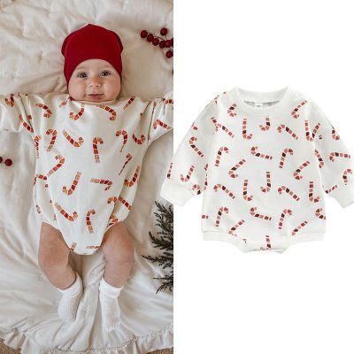 Kids Baby Boys Girls Casual Cute Christmas Candy Long Sleeve Romper