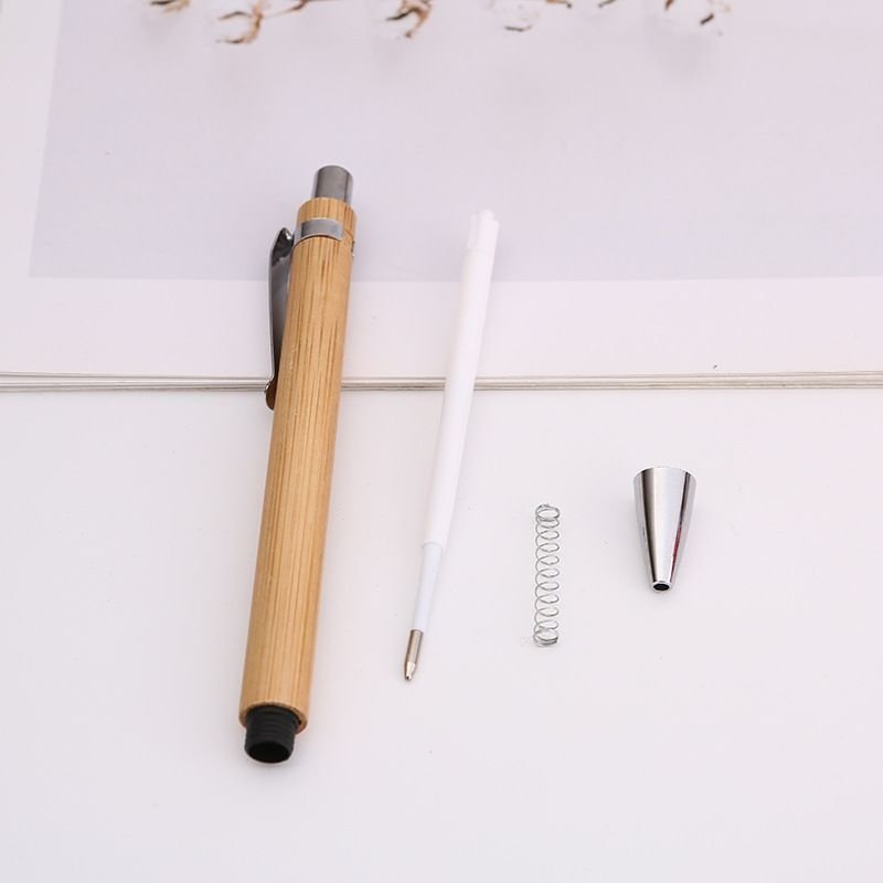 Simple Bamboo Push Ball-Point Pen