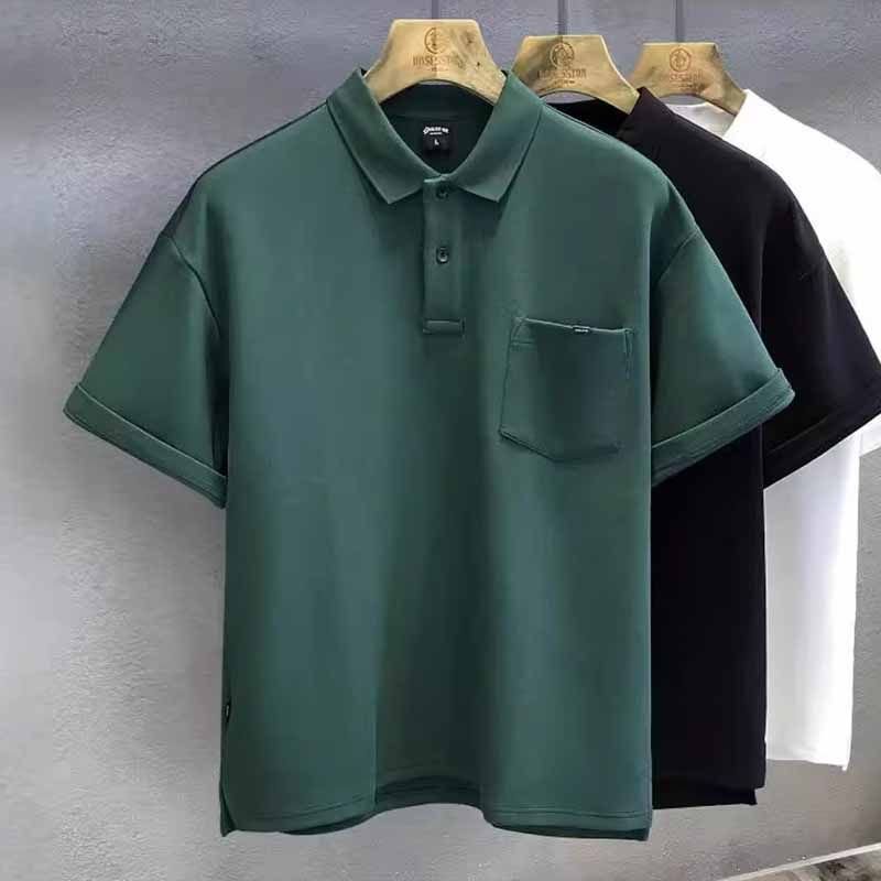 Men Fashion Casual Basic Solid Color Short Sleeve Lapel POLO Shirt