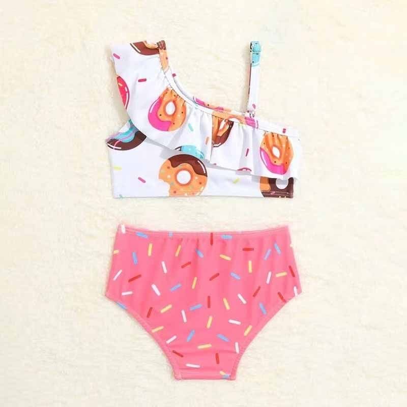 Kids Baby Girls Cute Sweet Donut Print Sleeveless One Piece Swimwear