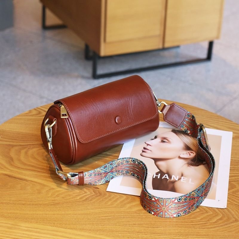 Women Fashion Retro Cylinder Leather Shoulder Bag