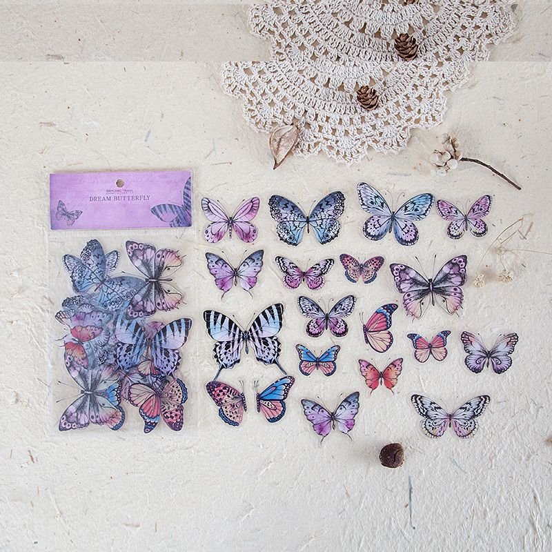 8 Designs 40Pcs/Lot Butterfly Deco Stickers Scrapbooking Toy Plants Deco Album Diy Stationery Stickers