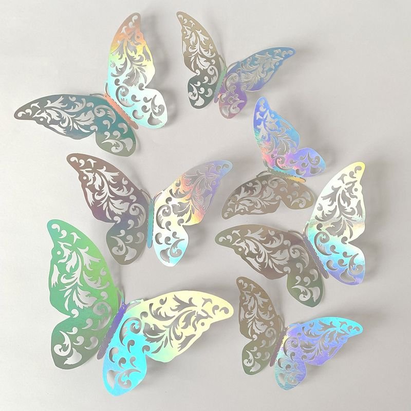 Multicolor 12pcs/Set Three-Dimensional Hollow Butterfly Sticker