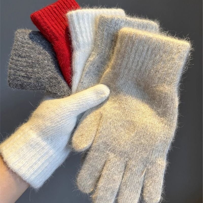 Women Winter Cold-Proof Fleece-Lined Thick Cycling Touchscreen Warm Cotton Gloves