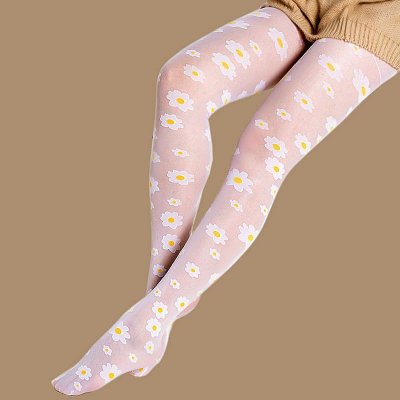 Women Fashion Sexy Daisy Jacquard Pantsuit Stockings