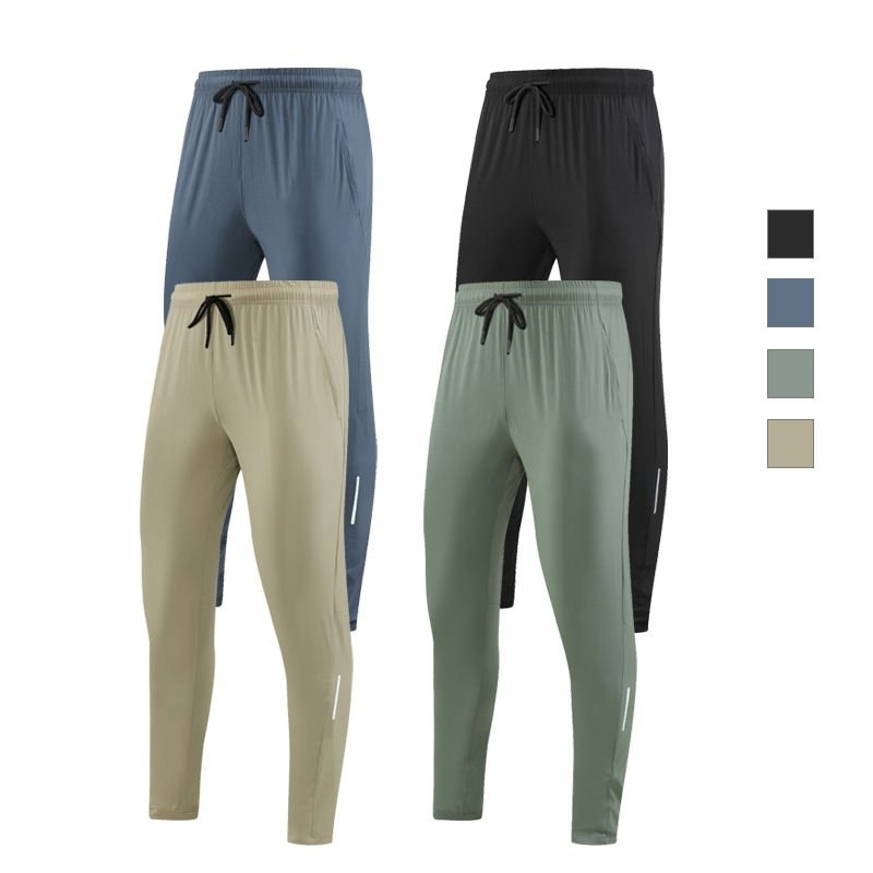 Men Casual Sports Basic Solid Color Quick Drying Plus Size Training Straight Pants