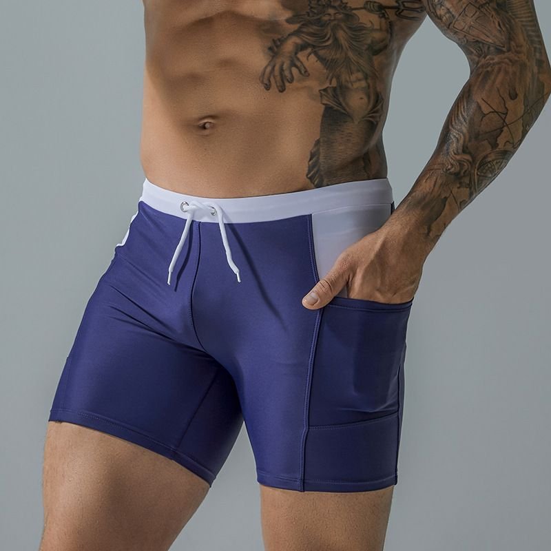 Men'S Casual Elastic Side Pocket Drawstring Swim Shorts