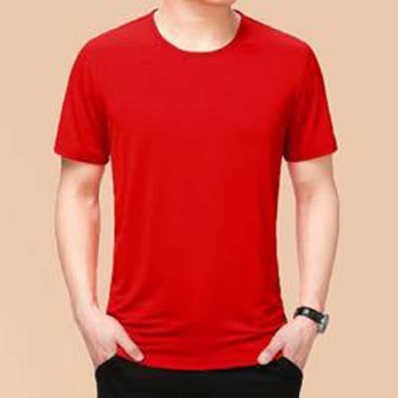 Men Fashion Casual Basic Solid Color Plus Size Short Sleeve Round Neck T-Shirt