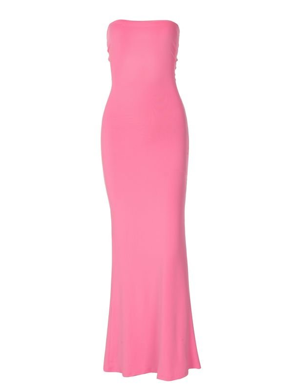 Summer Women Fashion Sexy Solid Color Strapless Backless Tight Maxi Dress