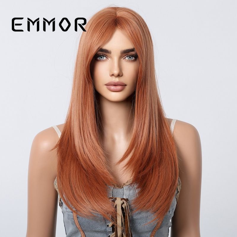 Women Fashion Orange Long Straight Wig